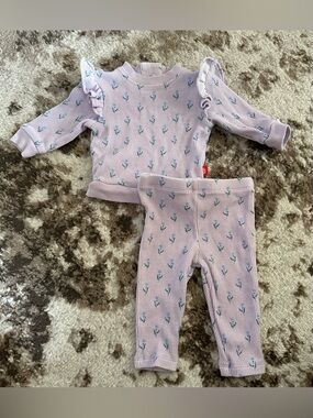 Magnetic Me Lavender Floral Ruffle Waffle Pajama Set